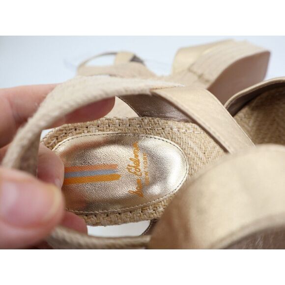 Sam Edelman Womens Vada Espadrille Sandals Ankle Strap Gold Leather Platform 9.5 - Picture 13 of 13